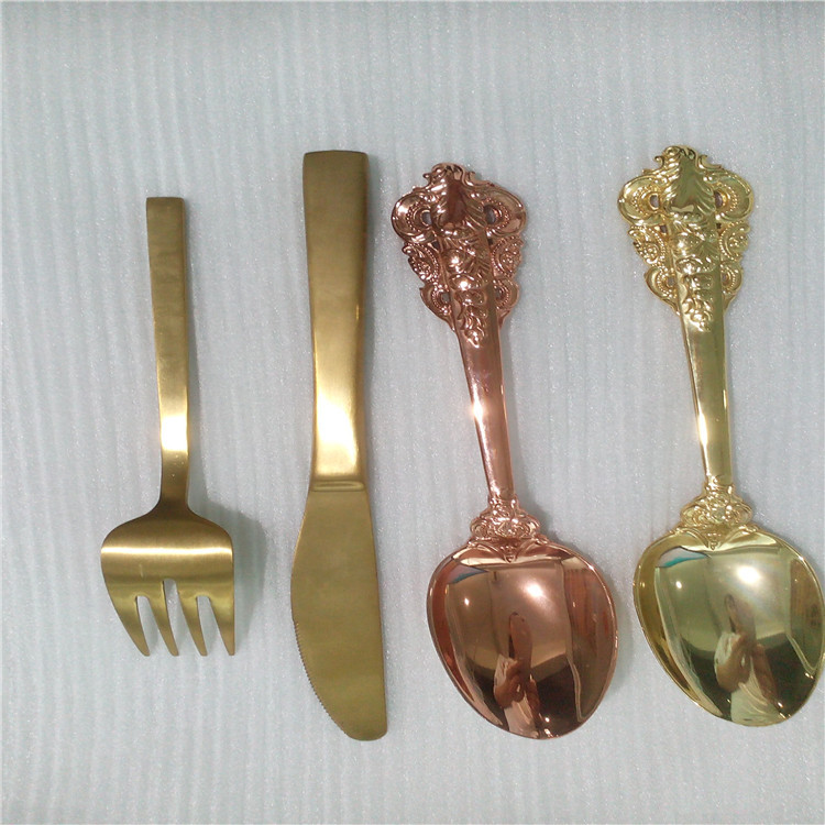 不銹鋼餐具真空電鍍加工 不銹鋼匙子刀叉PVD真空鍍膜加工