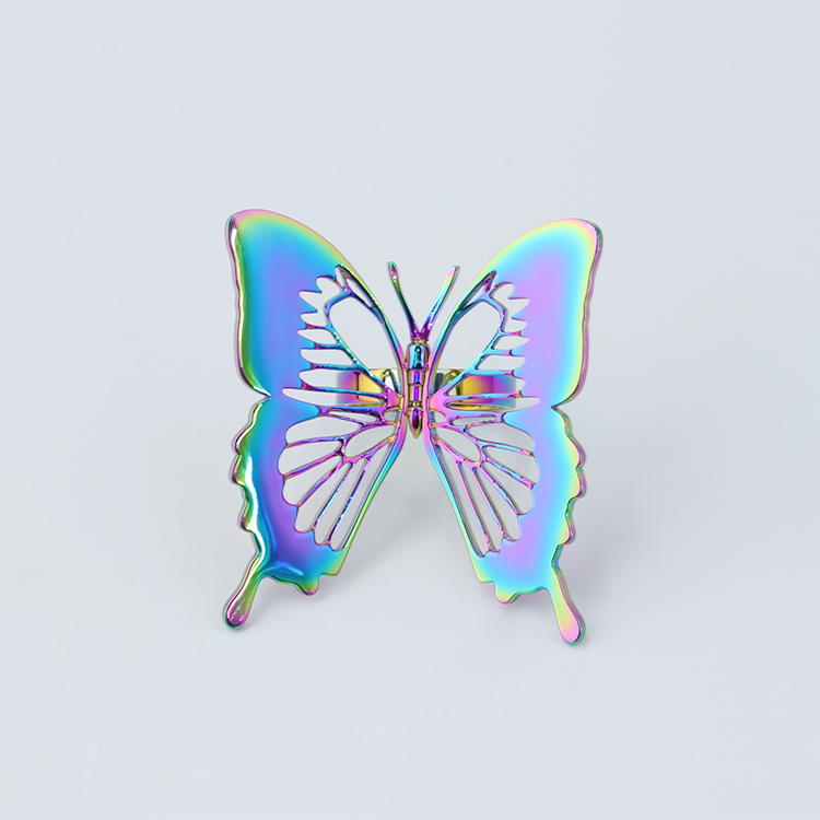 七彩鏤空蝴蝶戒指電鍍色千屹真空技術(shù)